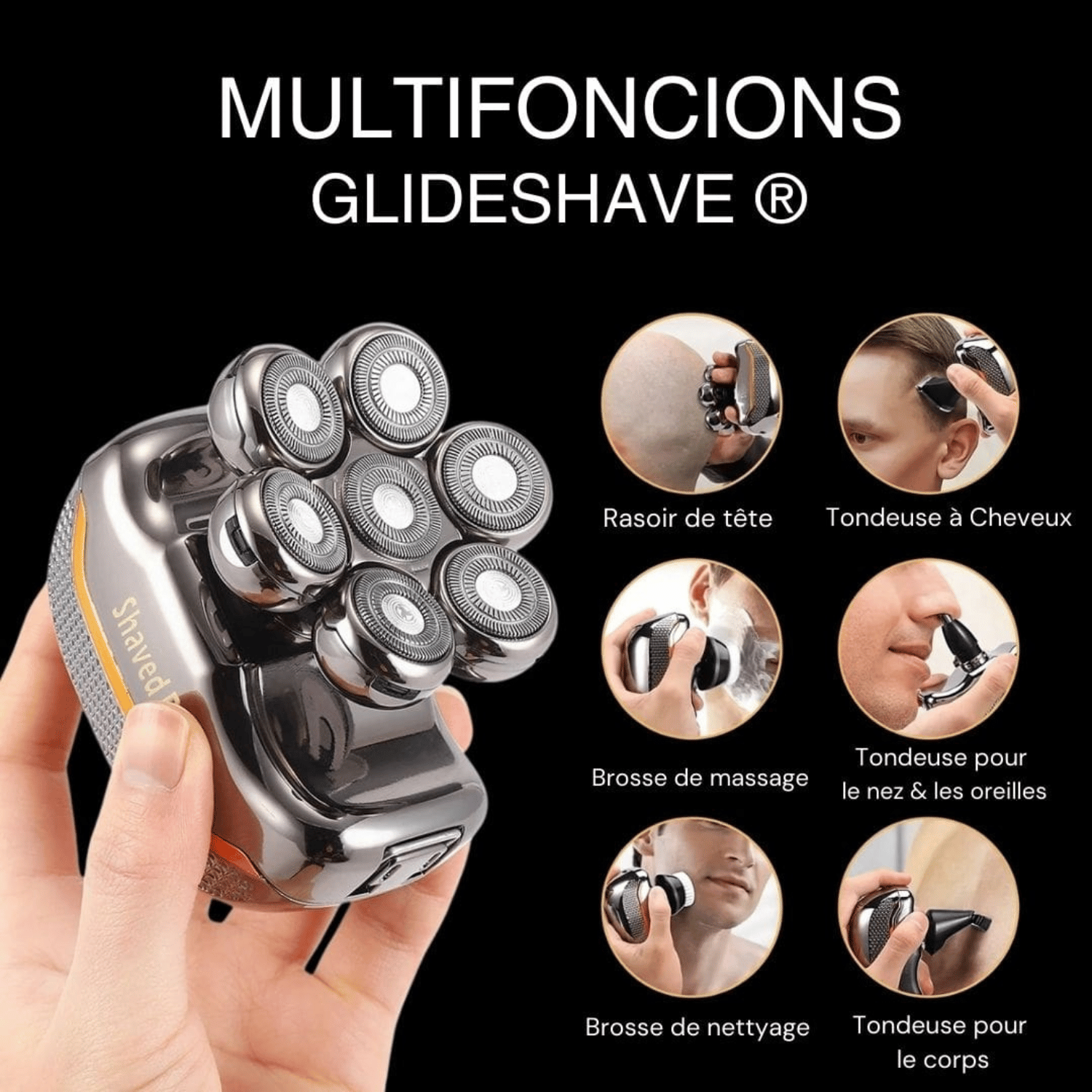 GlideShave™ – Rasoir électrique ultime pour hommes chauves